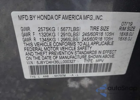 2020 Acura Mdx Standard z USA, uszkodzony, nr VIN 5J8YD4H36LL000327